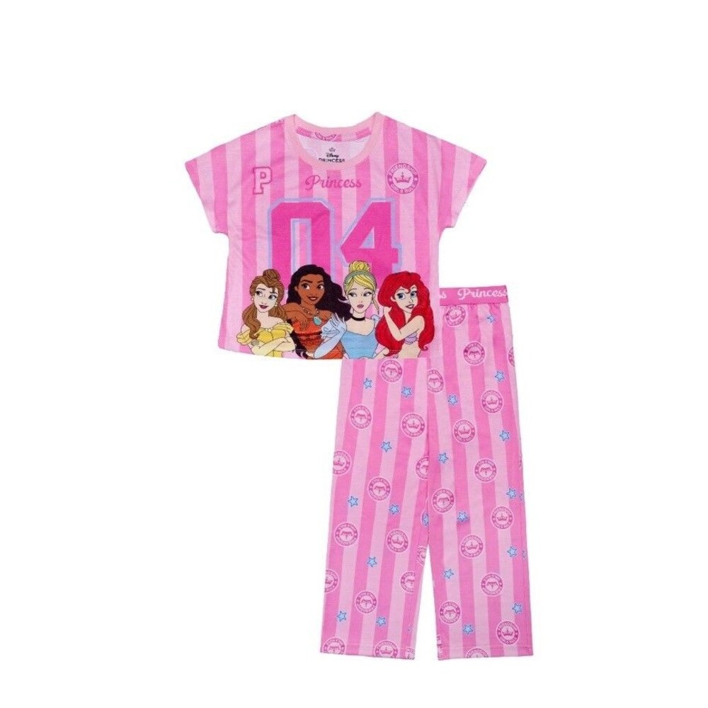 Disney Princess Girls 2-Piece Jersey Short Sleeve Top & Pant Pink Size 6/6X NWT